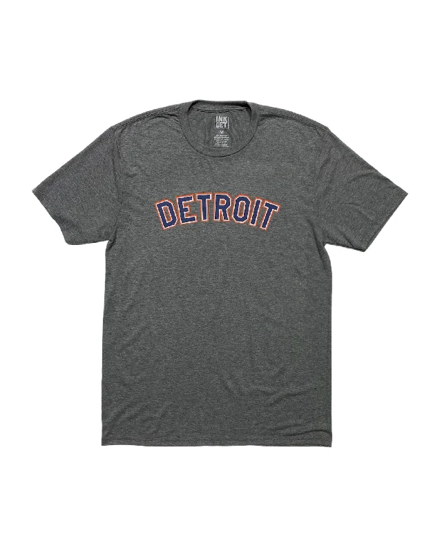 Men's organic cotton crew - neck t - shirts for everyday comfortInk Detroit Orange & Navy Print T-Shirt - Heather Grey Men's organic cotton crew - neck t - shirts for everyday comfortInk Detroit Orange & Navy Print T-Shirt - Heather Grey