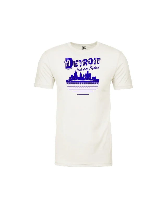 Men's button - front t - shirts with a unique artistic printInk Detroit Paris of The Midwest T-Shirt - White Men's button - front t - shirts with a unique artistic printInk Detroit Paris of The Midwest T-Shirt - White