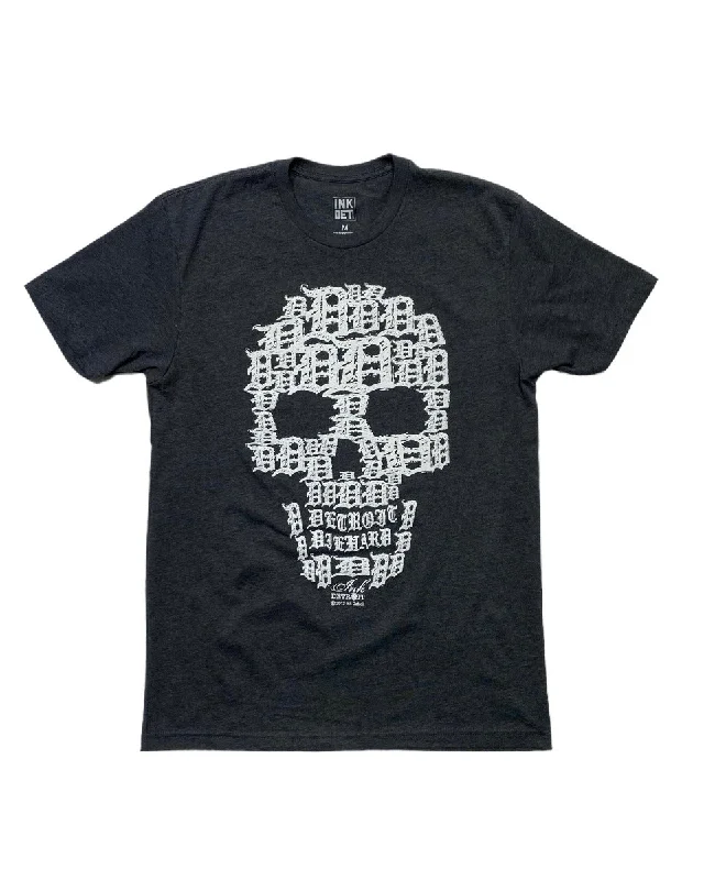 Men's mock - neck t - shirts with a modern and sleek styleInk Detroit Skull T-Shirt - Charcoal Grey Men's mock - neck t - shirts with a modern and sleek styleInk Detroit Skull T-Shirt - Charcoal Grey