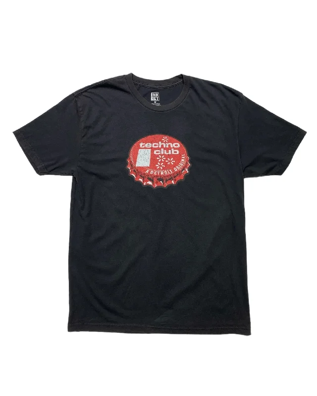 Men's polo t - shirts with a contrast collar for a preppy lookInk Detroit- Vintage Techno Club T-Shirt - Soft Washed Graphite Men's polo t - shirts with a contrast collar for a preppy lookInk Detroit- Vintage Techno Club T-Shirt - Soft Washed Graphite