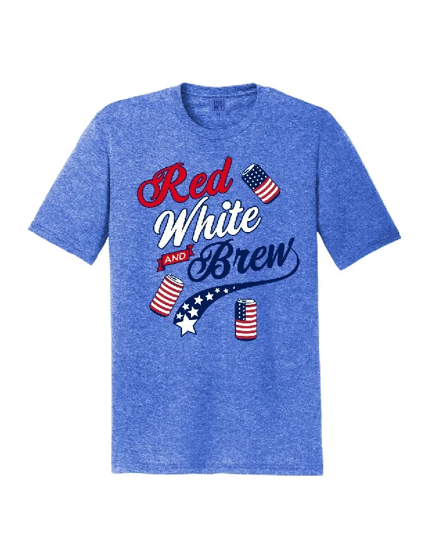 Men's button - front t - shirts with a unique artistic printINK - Red White and Brew Tri Blend T-Shirt - Royal Blue Men's button - front t - shirts with a unique artistic printINK - Red White and Brew Tri Blend T-Shirt - Royal Blue