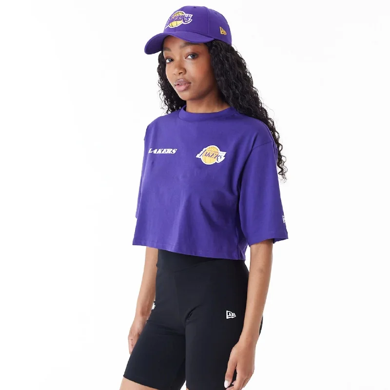 Men's long - sleeve henley t - shirts with button - down placketsLA Lakers Womens NBA Team Logo Purple Crop T-Shirt Men's long - sleeve henley t - shirts with button - down placketsLA Lakers Womens NBA Team Logo Purple Crop T-Shirt