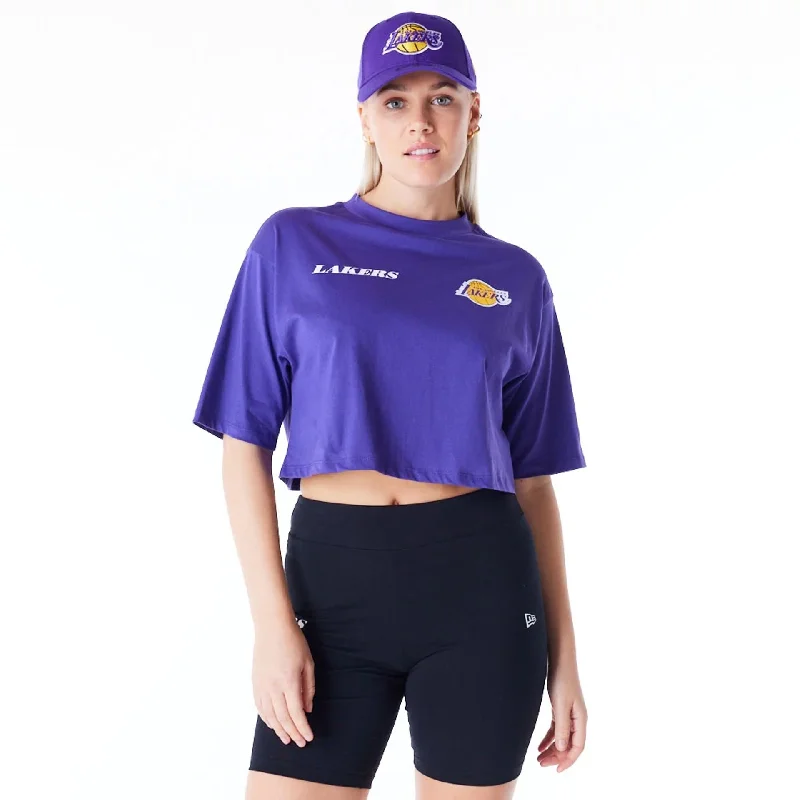 Men's polo t - shirts with a contrast collar for a preppy lookLA Lakers Womens NBA Team Logo Wordmark Purple Crop T-Shirt Men's polo t - shirts with a contrast collar for a preppy lookLA Lakers Womens NBA Team Logo Wordmark Purple Crop T-Shirt