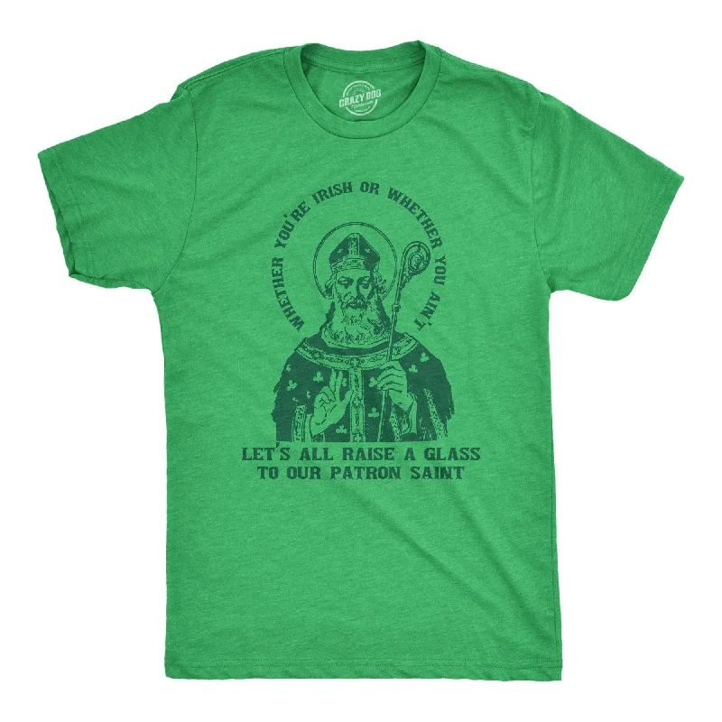 Men's short - sleeve linen t - shirts for summer beach outingsLet's All Raise A Glass To Our Patron Saint Men's T Shirt Men's short - sleeve linen t - shirts for summer beach outingsLet's All Raise A Glass To Our Patron Saint Men's T Shirt