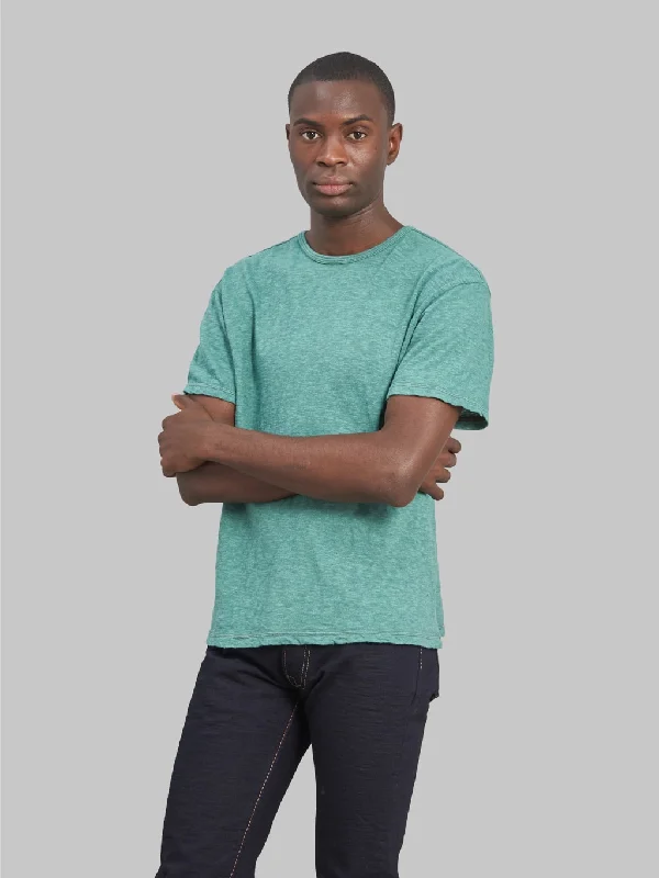 Men's stretchable athletic polo shirts for fitness workoutsLoop & Weft Super Slub Tube Knit Double Binder Crewneck T-Shirt Ocean Green