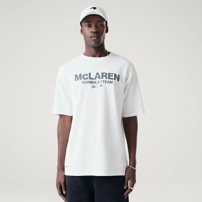 Men's button - front t - shirts with a unique artistic printMcLaren Racing Washed Black On White Oversized T-Shirt Men's button - front t - shirts with a unique artistic printMcLaren Racing Washed Black On White Oversized T-Shirt