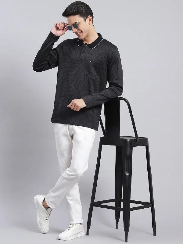 Men's plus - size pocket t - shirts with a classic lookMen Black Jaquard Double Mercerized Cotton T-Shirt Men's plus - size pocket t - shirts with a classic lookMen Black Jaquard Double Mercerized Cotton T-Shirt