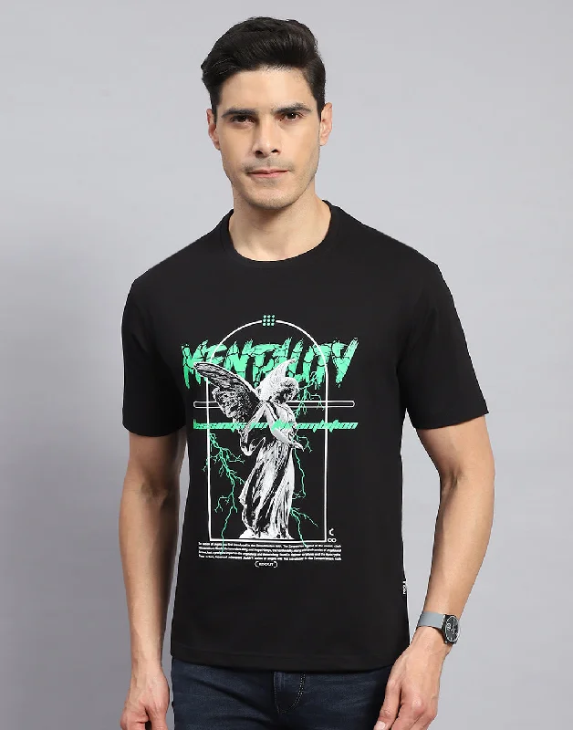 Men's antimicrobial t - shirts for odor - free freshness during travelMen Black Printed Round Neck Half Sleeve T-Shirt Men's antimicrobial t - shirts for odor - free freshness during travelMen Black Printed Round Neck Half Sleeve T-Shirt