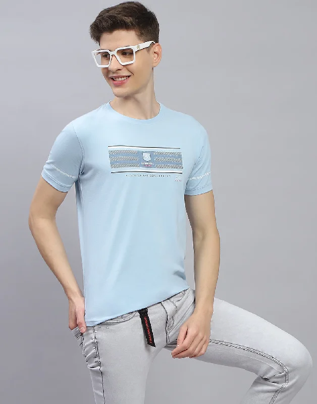 Men's eco - friendly recycled t - shirts for sustainable fashion choicesMen Blue Printed Round Neck Half Sleeve T-Shirt Men's eco - friendly recycled t - shirts for sustainable fashion choicesMen Blue Printed Round Neck Half Sleeve T-Shirt