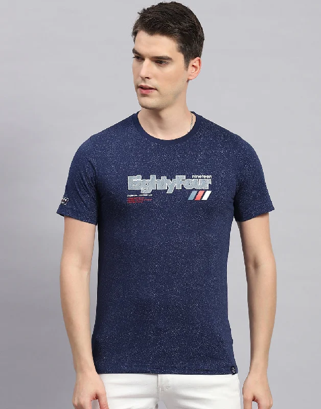 Men's antimicrobial t - shirts for odor - free freshness during travelMen Blue Printed Round Neck Half Sleeve T-Shirt Men's antimicrobial t - shirts for odor - free freshness during travelMen Blue Printed Round Neck Half Sleeve T-Shirt