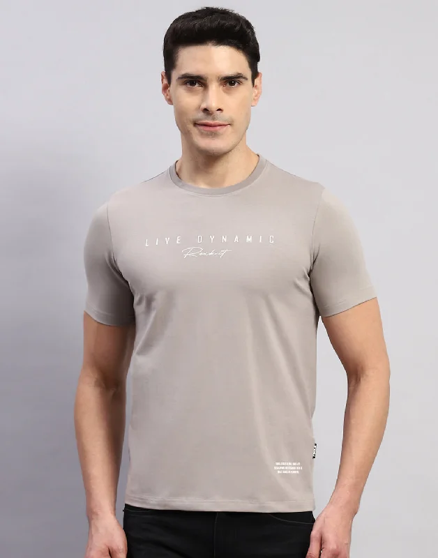 Men's moisture - wicking athletic t - shirts for intense workoutsMen Grey Printed Round Neck Half Sleeve T-Shirt Men's moisture - wicking athletic t - shirts for intense workoutsMen Grey Printed Round Neck Half Sleeve T-Shirt