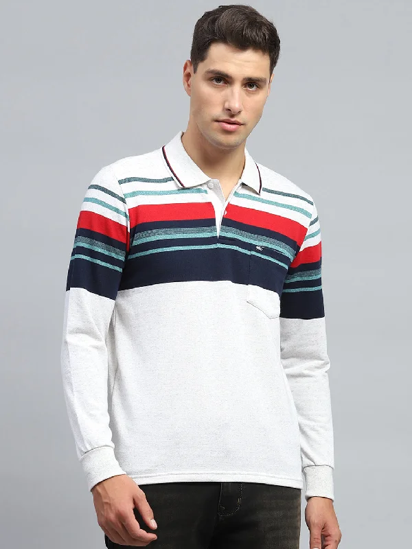 Men's ribbed t - shirts with a textured finish for added styleMen Multicolor Stripe Collar Full Sleeve Winter T-Shirt Men's ribbed t - shirts with a textured finish for added styleMen Multicolor Stripe Collar Full Sleeve Winter T-Shirt