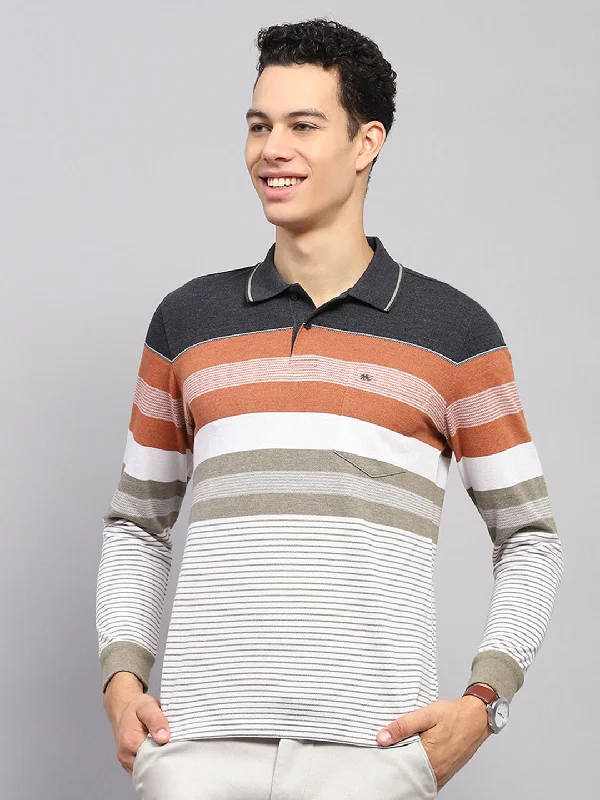 Men's mock - neck t - shirts with a modern and sleek styleMen Multicolor Stripe Collar Full Sleeve Winter T-Shirt Men's mock - neck t - shirts with a modern and sleek styleMen Multicolor Stripe Collar Full Sleeve Winter T-Shirt