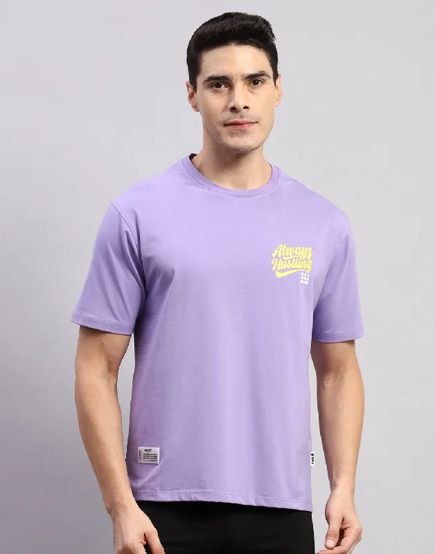 Men's slim - fit graphic t - shirts with vintage rock band printsMen Purple Printed Round Neck Half Sleeve T-Shirt Men's slim - fit graphic t - shirts with vintage rock band printsMen Purple Printed Round Neck Half Sleeve T-Shirt