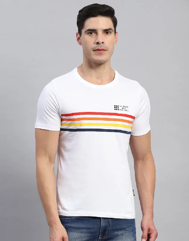 Men's antimicrobial t - shirts for odor - free freshness during travelMen White Stripe Round Neck Half Sleeve T-Shirt Men's antimicrobial t - shirts for odor - free freshness during travelMen White Stripe Round Neck Half Sleeve T-Shirt
