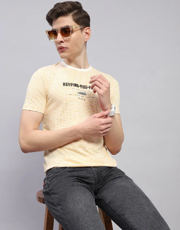 Men's moisture - wicking athletic t - shirts for intense workoutsMen Yellow Printed Round Neck Half Sleeve T-Shirt Men's moisture - wicking athletic t - shirts for intense workoutsMen Yellow Printed Round Neck Half Sleeve T-Shirt