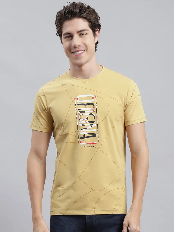 Men's lightweight performance t - shirts for running marathonsMen Yellow Printed T-Shirt Men's lightweight performance t - shirts for running marathonsMen Yellow Printed T-Shirt
