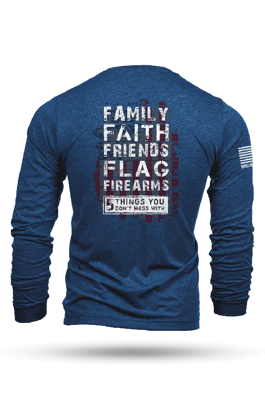 Men's distressed denim - look t - shirts with a rugged appeal5 Things - Long Sleeve T-Shirt
