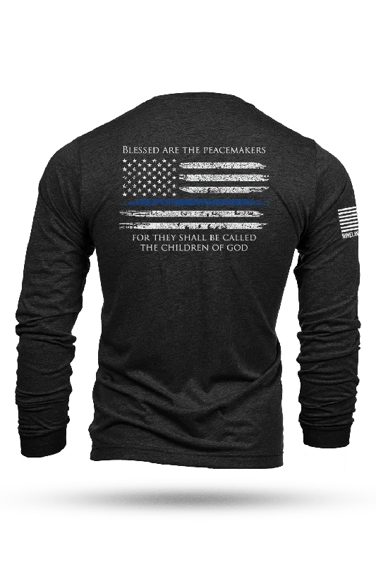 Men's distressed denim - look t - shirts with a rugged appealThin Blue Line - Long-Sleeve T-Shirt Men's distressed denim - look t - shirts with a rugged appealThin Blue Line - Long-Sleeve T-Shirt