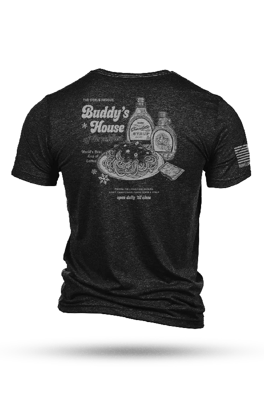 Men's slim - fit graphic t - shirts with vintage rock band printsBuddy's House of Breakfast - Men's Tri-Blend T-Shirt Men's slim - fit graphic t - shirts with vintage rock band printsBuddy's House of Breakfast - Men's Tri-Blend T-Shirt
