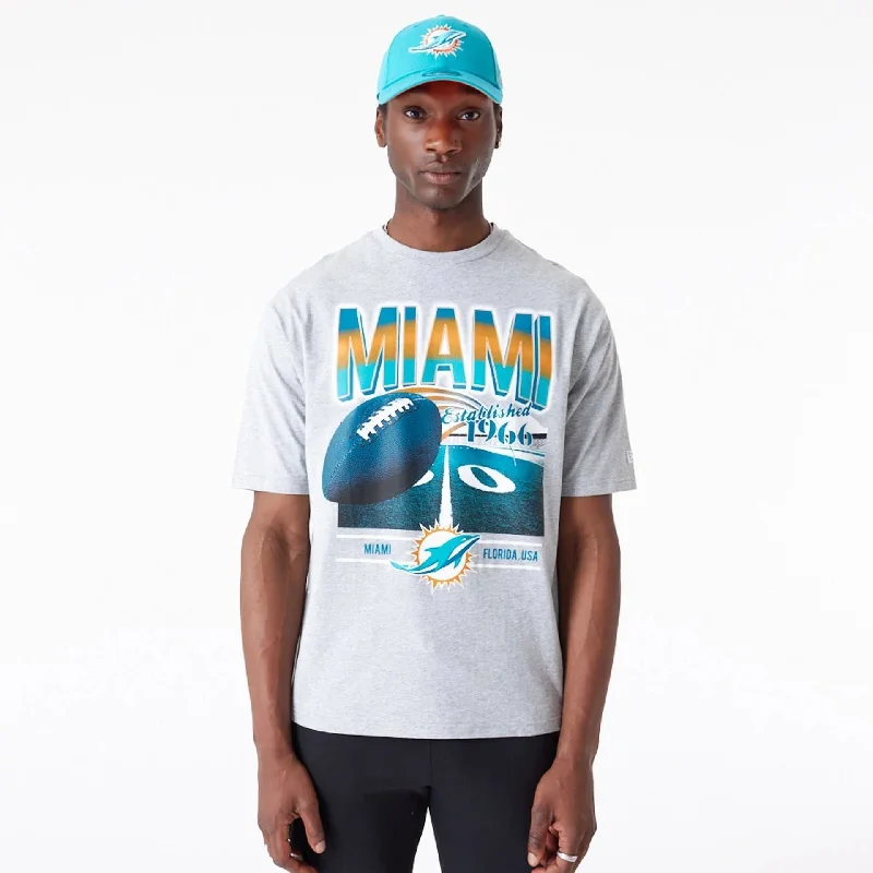 Men's polo t - shirts with a contrast collar for a preppy lookMiami Dolphins NFL Team Graphic Grey Oversized T-Shirt Men's polo t - shirts with a contrast collar for a preppy lookMiami Dolphins NFL Team Graphic Grey Oversized T-Shirt