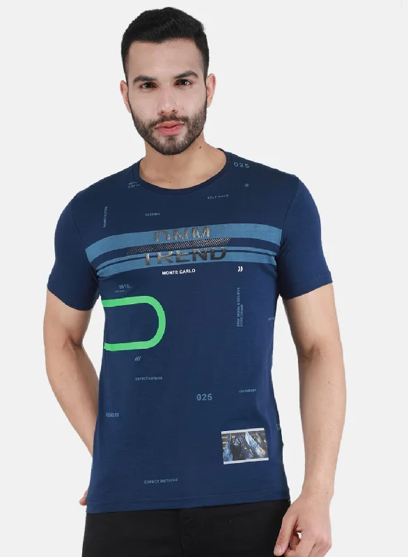 Men's antimicrobial t - shirts for odor - free freshness during travelMen Blue Printed T-Shirt Men's antimicrobial t - shirts for odor - free freshness during travelMen Blue Printed T-Shirt