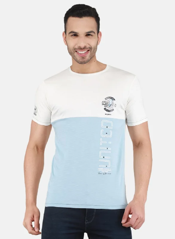 Men's distressed denim - look t - shirts with a rugged appealMen Blue Printed T-Shirt