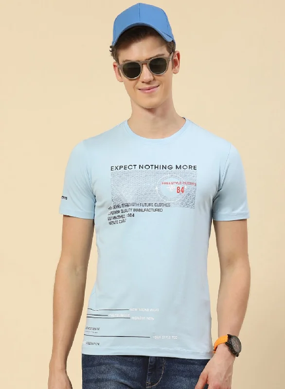 Men's organic cotton crew - neck t - shirts for everyday comfortMen Blue Printed T-Shirt Men's organic cotton crew - neck t - shirts for everyday comfortMen Blue Printed T-Shirt