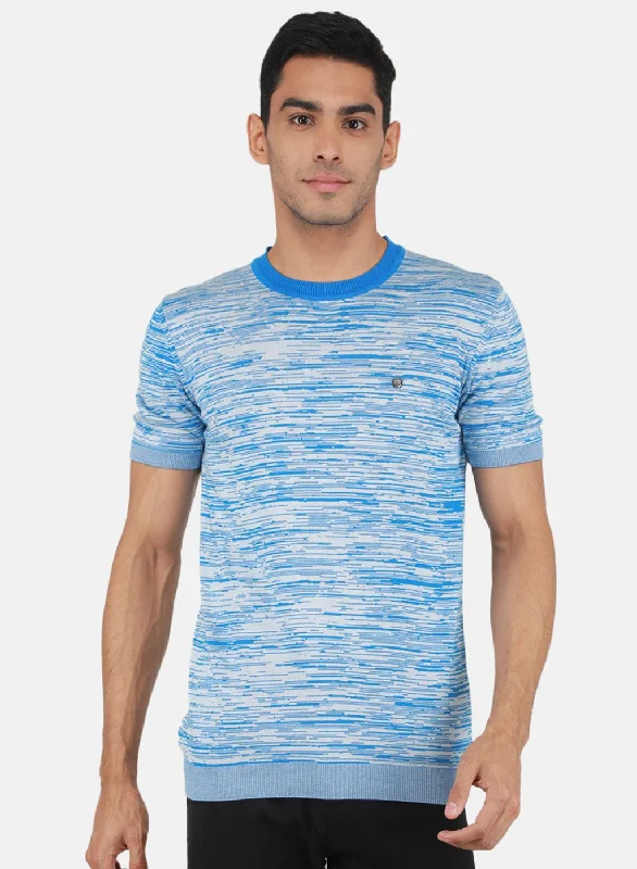 Men's printed Hawaiian t - shirts for tropical vacationsMen Blue Self Design T-Shirt Men's printed Hawaiian t - shirts for tropical vacationsMen Blue Self Design T-Shirt
