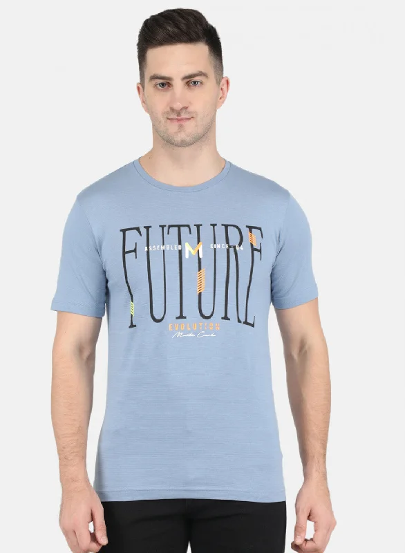 Men's tie - dye t - shirts with a bohemian styleMen Blue Stripe T-Shirt