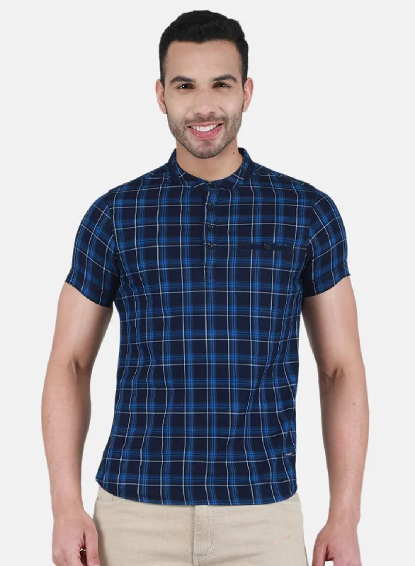 Men's smart - casual checkered t - shirts for semi - formal occasionsMen NAvy Blue Printed T-Shirt Men's smart - casual checkered t - shirts for semi - formal occasionsMen NAvy Blue Printed T-Shirt
