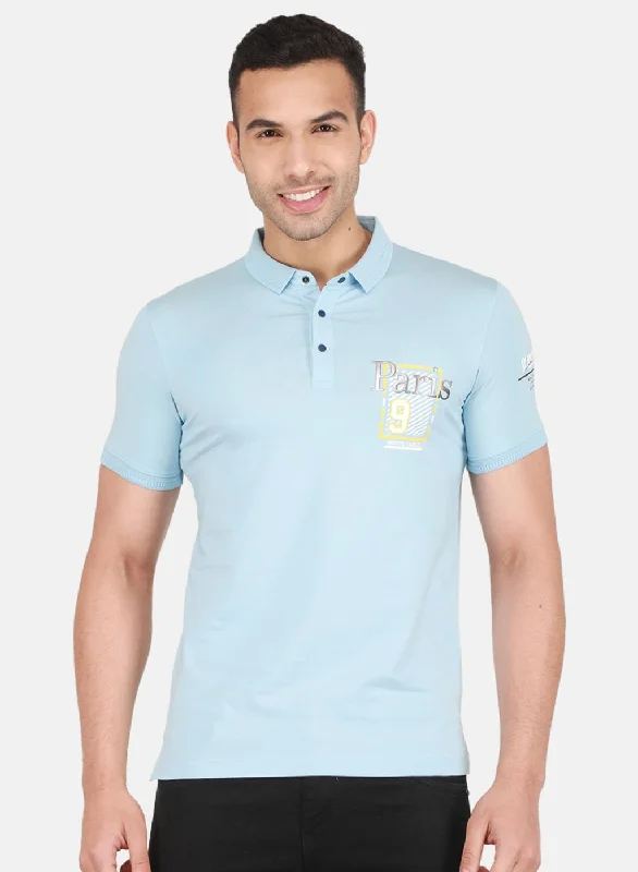 Men's UV - protection t - shirts for outdoor activities in the sunMen Sky Blue Printed T-Shirt Men's UV - protection t - shirts for outdoor activities in the sunMen Sky Blue Printed T-Shirt