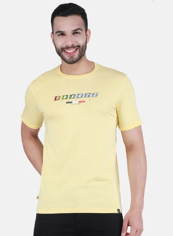 Men's lightweight performance t - shirts for running marathonsMen Yellow Printed T-Shirt Men's lightweight performance t - shirts for running marathonsMen Yellow Printed T-Shirt