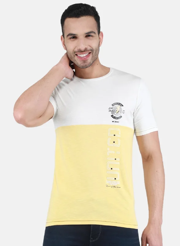 Men's plus - size pocket t - shirts with a classic lookMen Yellow Printed T-Shirt