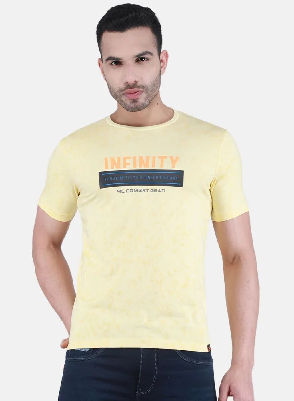 Men's long - sleeve henley t - shirts with button - down placketsMen Yellow Printed T-Shirt Men's long - sleeve henley t - shirts with button - down placketsMen Yellow Printed T-Shirt