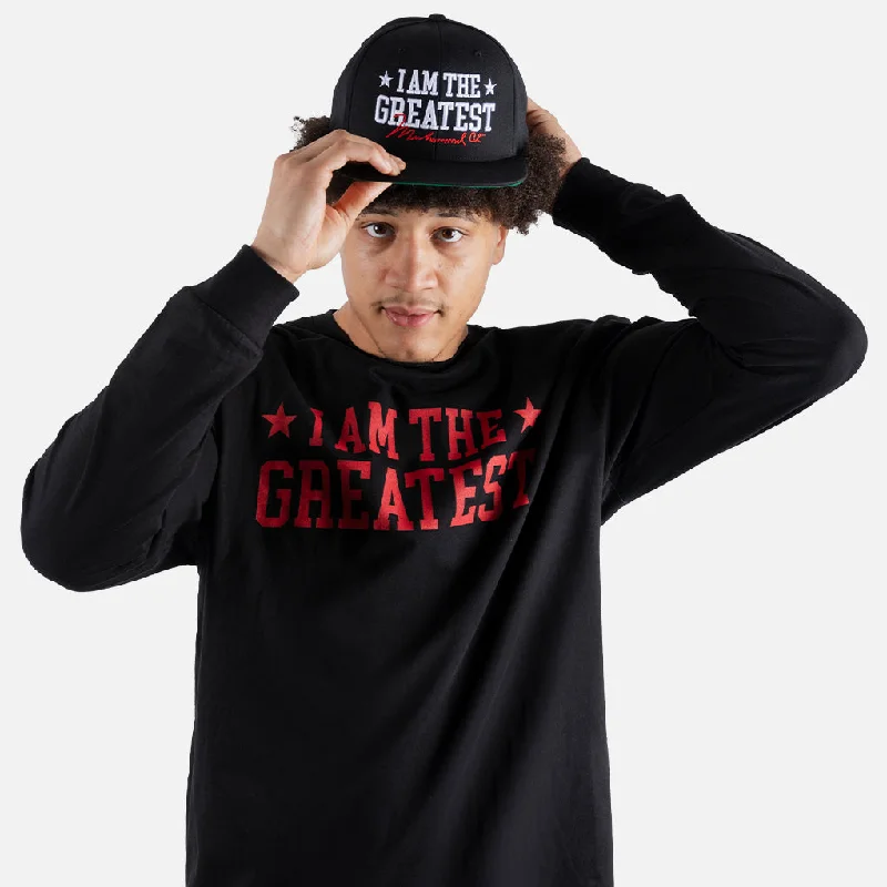 Men's organic cotton crew - neck t - shirts for everyday comfortMUHAMMAD ALI I AM THE GREATEST LONG SLEEVE SHIRT Men's organic cotton crew - neck t - shirts for everyday comfortMUHAMMAD ALI I AM THE GREATEST LONG SLEEVE SHIRT