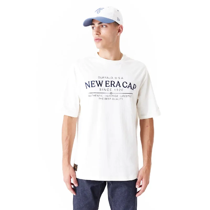 Men's button - front t - shirts with a unique artistic printNew Era Graphic White Oversized T-Shirt Men's button - front t - shirts with a unique artistic printNew Era Graphic White Oversized T-Shirt