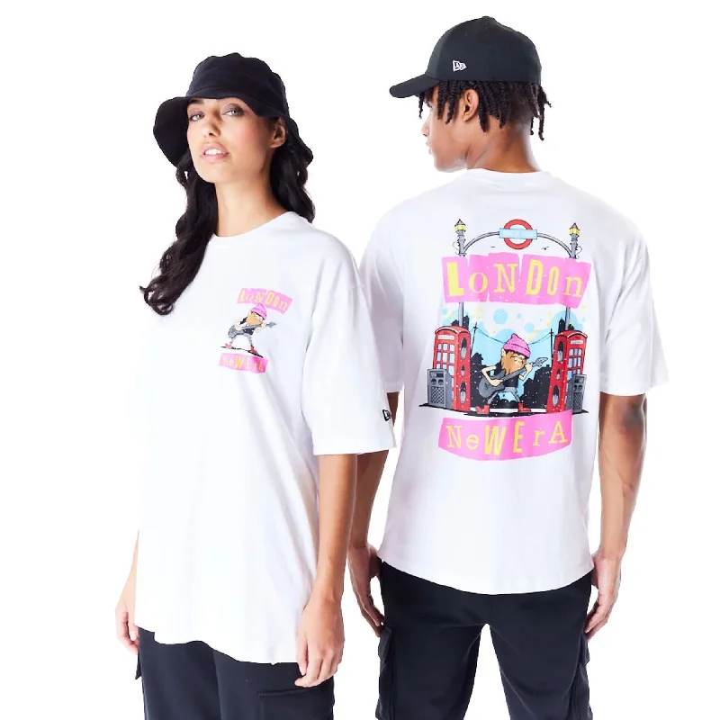 Men's ribbed t - shirts with a textured finish for added styleNew Era Location Graphic London White Oversized T-Shirt Men's ribbed t - shirts with a textured finish for added styleNew Era Location Graphic London White Oversized T-Shirt
