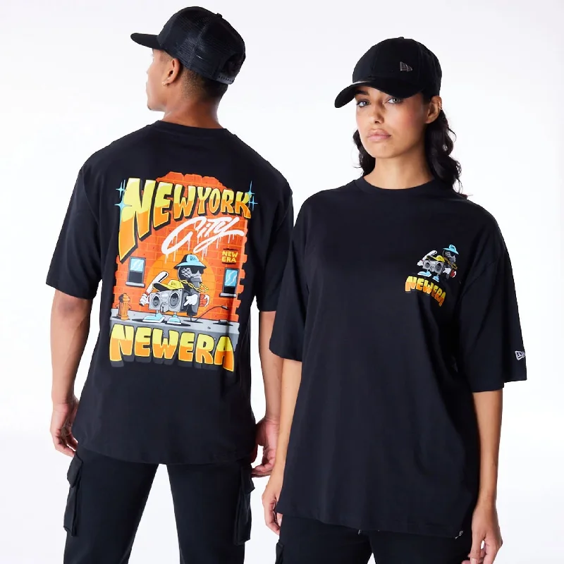Men's long - sleeve henley t - shirts with button - down placketsNew Era Location Graphic New York Black Oversized T-Shirt Men's long - sleeve henley t - shirts with button - down placketsNew Era Location Graphic New York Black Oversized T-Shirt