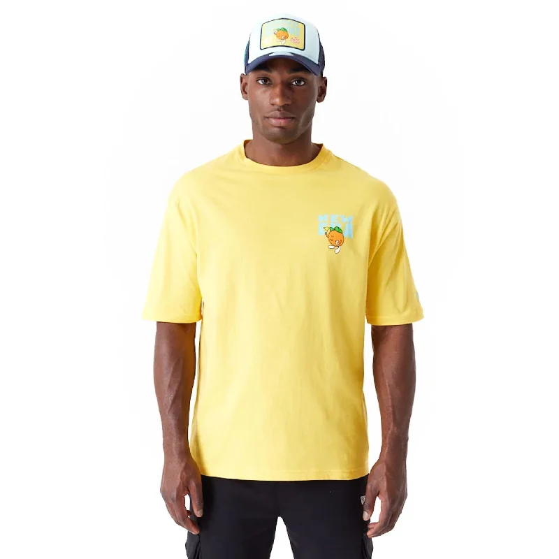 Men's tie - dye t - shirts with a bohemian styleNew Era Pool Party Fruit Graphic Yellow Oversized T-Shirt Men's tie - dye t - shirts with a bohemian styleNew Era Pool Party Fruit Graphic Yellow Oversized T-Shirt