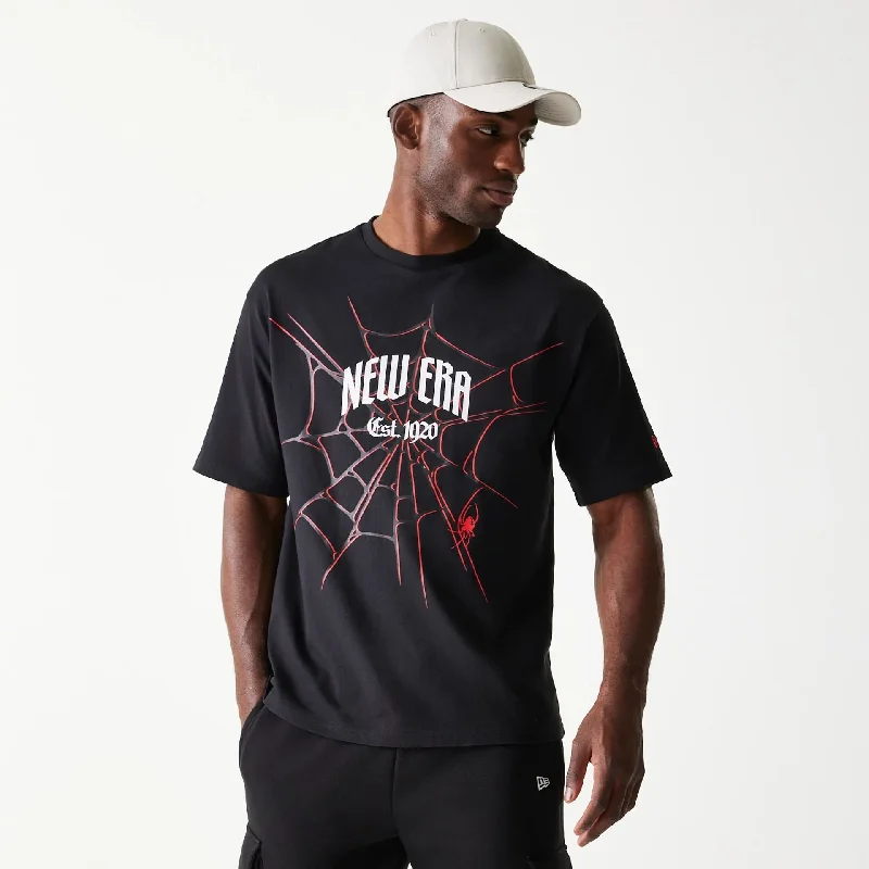 Men's thermal t - shirts with a high - neck design for cold weatherNew Era Spiderweb Black Oversized T-Shirt Men's thermal t - shirts with a high - neck design for cold weatherNew Era Spiderweb Black Oversized T-Shirt