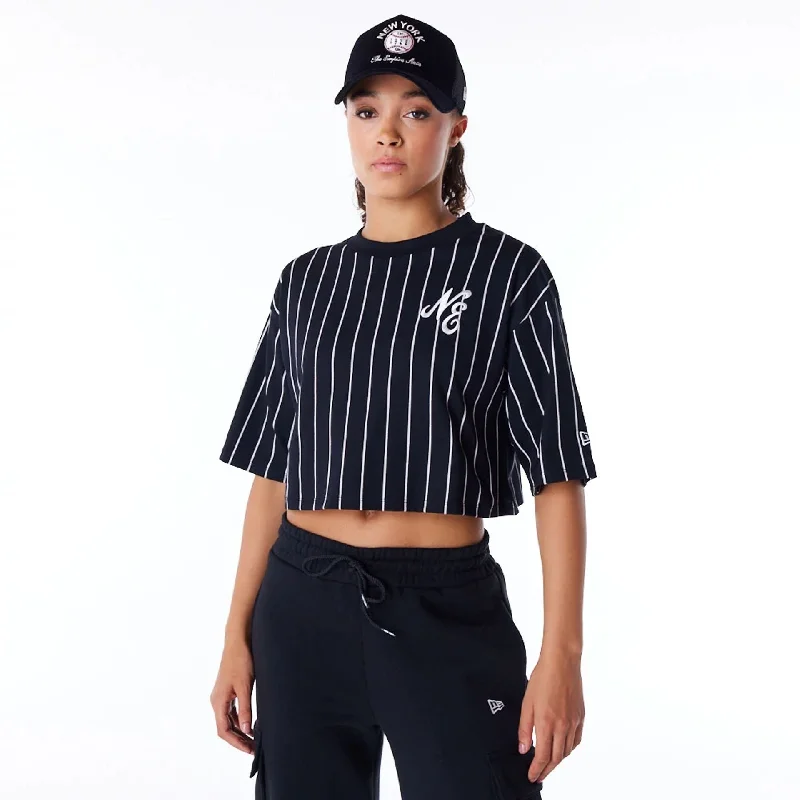 Men's eco - friendly recycled t - shirts for sustainable fashion choicesNew Era Womens Pinstripe Black Crop T-Shirt Men's eco - friendly recycled t - shirts for sustainable fashion choicesNew Era Womens Pinstripe Black Crop T-Shirt