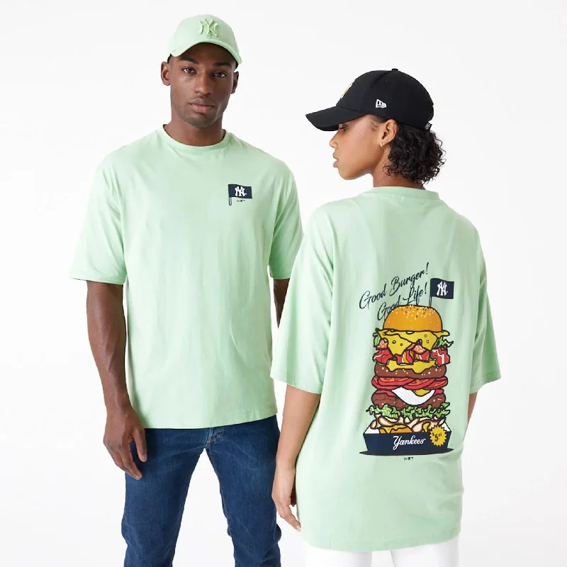 Men's long - sleeve henley t - shirts with button - down placketsNew York Yankees MLB Burger Graphic Bright Green Oversized T-Shirt Men's long - sleeve henley t - shirts with button - down placketsNew York Yankees MLB Burger Graphic Bright Green Oversized T-Shirt