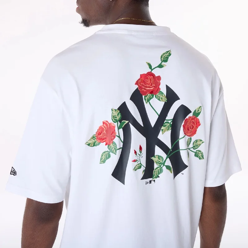 Men's lightweight performance t - shirts for running marathonsNew York Yankees MLB Floral Rose Graphic White Oversized T-Shirt Men's lightweight performance t - shirts for running marathonsNew York Yankees MLB Floral Rose Graphic White Oversized T-Shirt