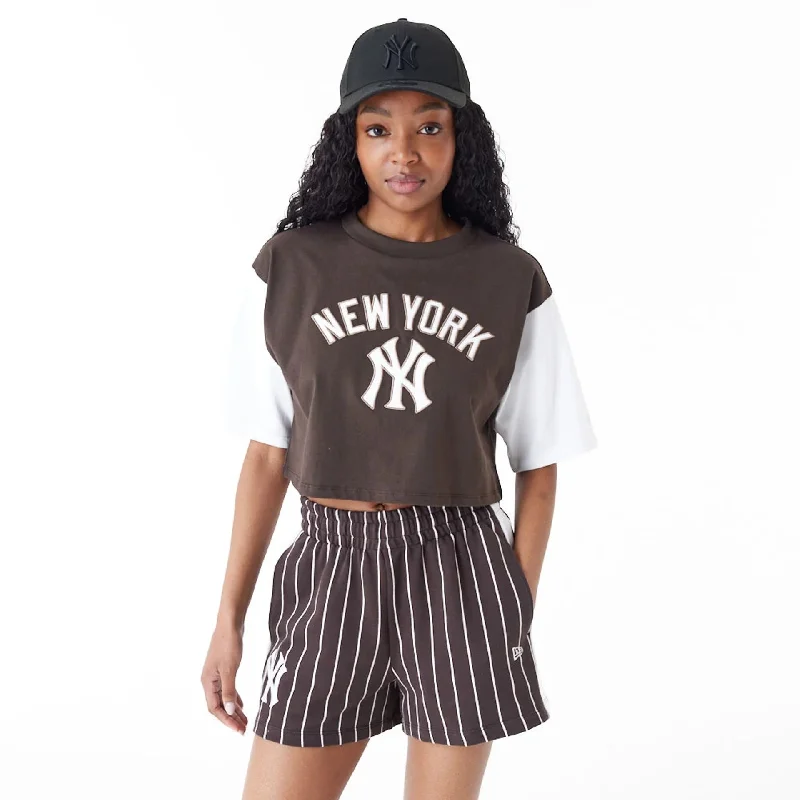 Men's UV - protection t - shirts for outdoor activities in the sunNew York Yankees MLB Lifestyle Brown Womens Crop T-Shirt