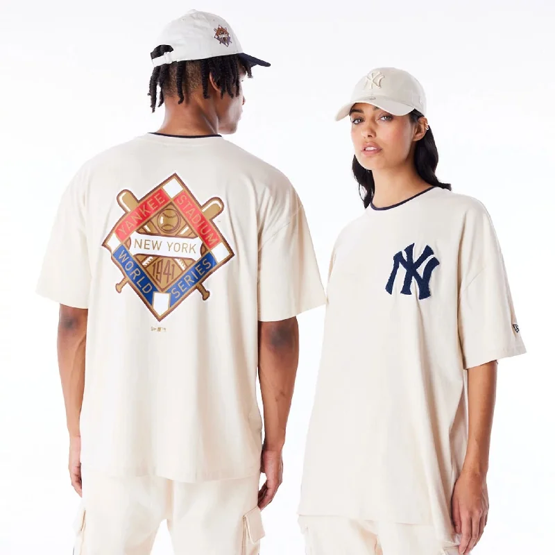 Men's UV - protection t - shirts for outdoor activities in the sunNew York Yankees World Series Light Beige Drop Shoulder T-Shirt