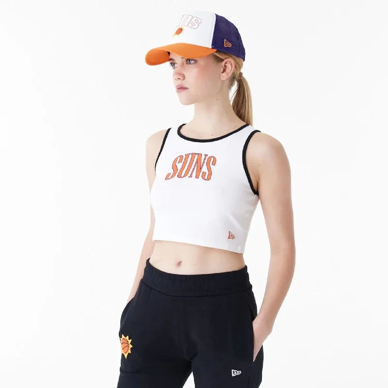 Men's short - sleeve linen t - shirts for summer beach outingsPhoenix Suns Womens NBA Team Wordmark White Crop Tank Top Men's short - sleeve linen t - shirts for summer beach outingsPhoenix Suns Womens NBA Team Wordmark White Crop Tank Top