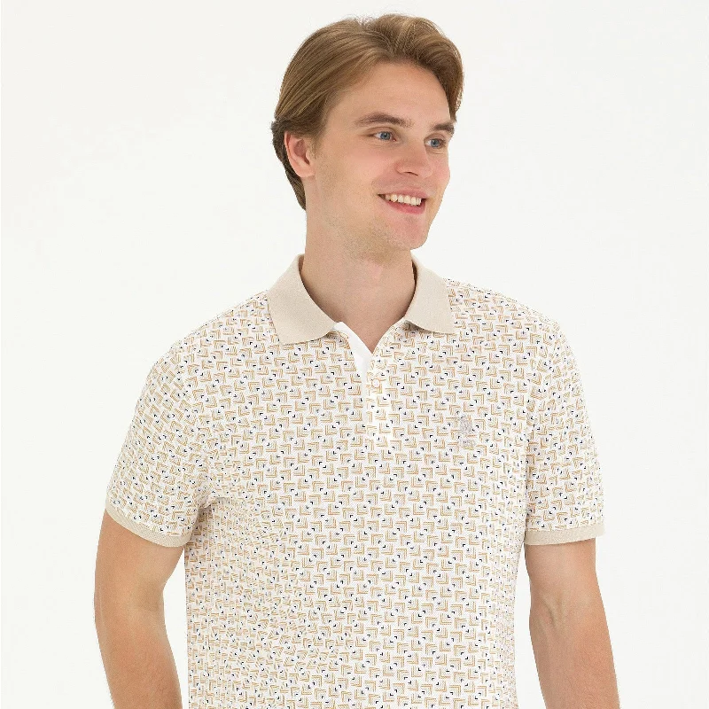 Men's lightweight performance polo shirts for tennis matchesPOLO BEIGE À TEXTURE MESINA - 1574056VR049 Men's lightweight performance polo shirts for tennis matchesPOLO BEIGE À TEXTURE MESINA - 1574056VR049