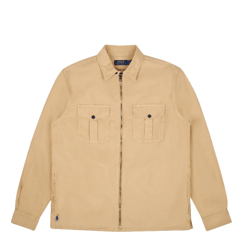 Men's UV - protected polo shirts for outdoor gardeningGarment-Dyed Oxford Overshirt Surrey Tan Men's UV - protected polo shirts for outdoor gardeningGarment-Dyed Oxford Overshirt Surrey Tan