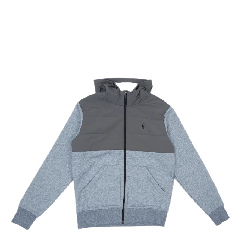 Men's two - tone stripe polo shirts with a preppy styleHybrid Full-Zip Hoodie Grey Htr Men's two - tone stripe polo shirts with a preppy styleHybrid Full-Zip Hoodie Grey Htr